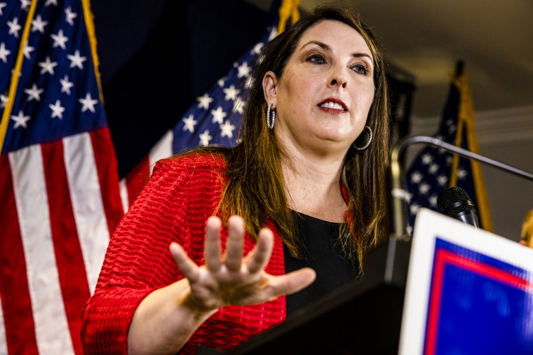 RNC Chairwoman Ronna McDaniel speaks at the Republican National Committee headquarters on Nov. 9, 2020, in Washington.