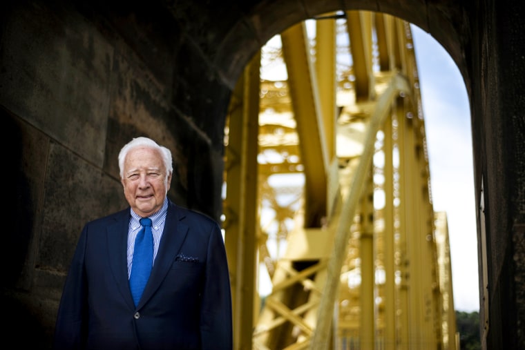 Pittsburgh native David McCullough, a two-time Pulitzer Prize winning author and recipient of the Presidential Medal of Freedom, stands on the 16th Street Bridge on July 5, 2013 in Pittsburgh.