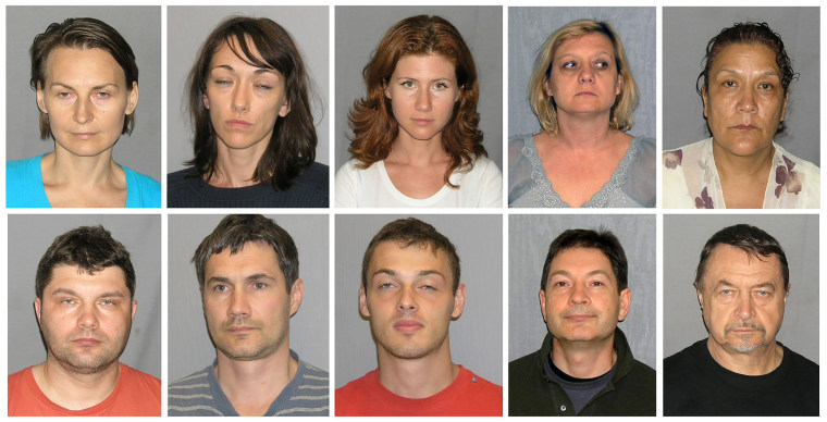 Chapman, top row, center, was one of ten Russians arrested by the FBI in 2010 on espionage charges.