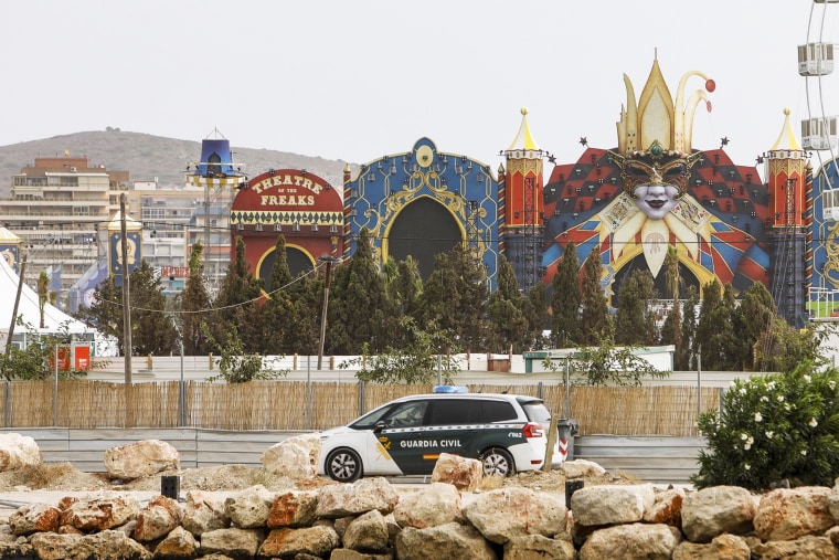 A Civil Guard vehicle sits outside the Medusa Music Festival