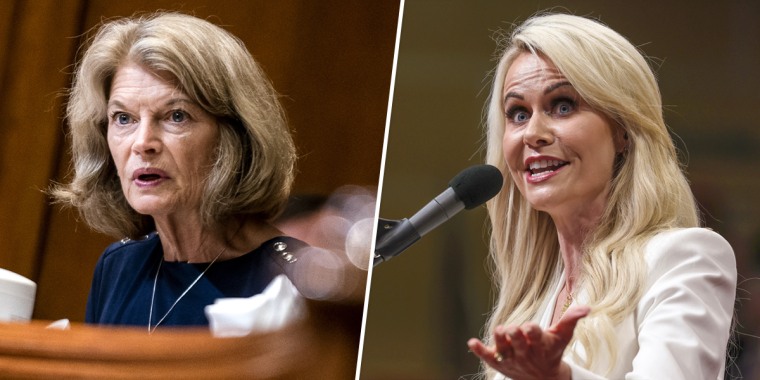 Sen. Lisa Murkowski, R-Alaska, and Senate candidate Kelly Tshibaka.