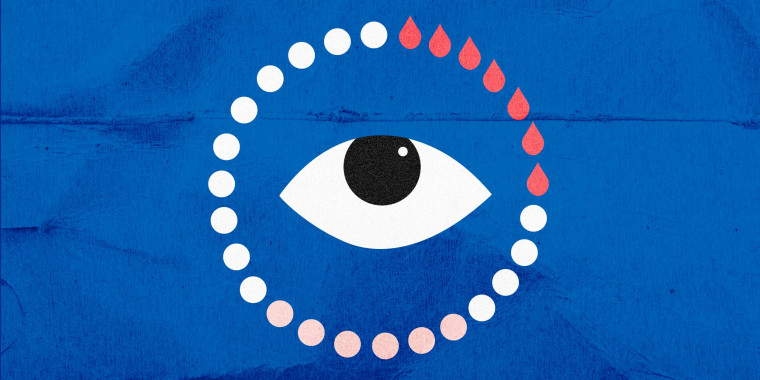 Photo Illustration: An eye stares out from a period tracking app