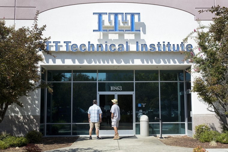 Students find the doors locked outside the ITT Technical Institute campus in Rancho Cordova, Calif., on Sept. 6, 2016.