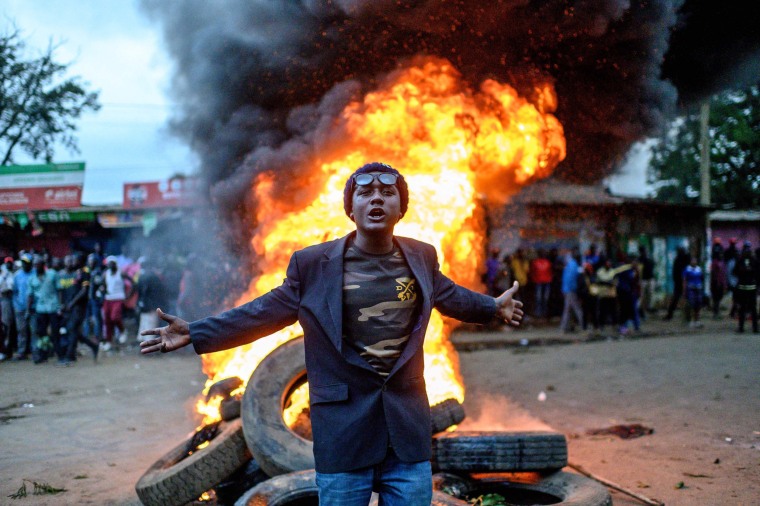 A supporter of Kenya's presidential candidate Raila Odinga