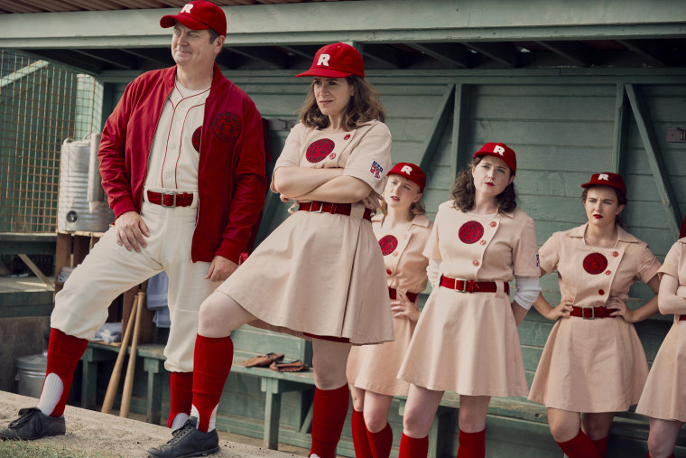 Nick Offerman and Abbi Jacobson in "A League of Their Own."