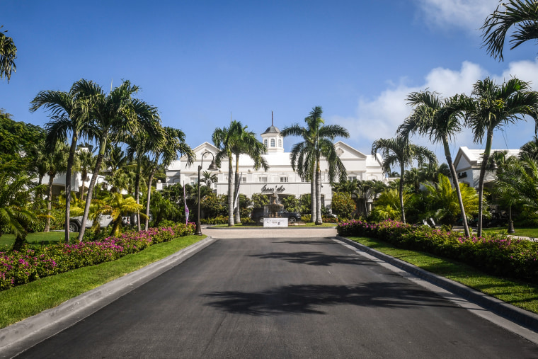 Entrance to the Sandals resort at Sandals Emerald Bay golf course on Jan. 13, 2020 in Great Exuma, Bahamas.