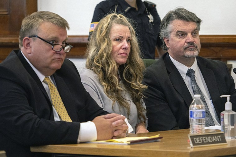 Image: Lori Vallow Daybell sits between her attorneys for a hearing at the Fremont County Courthouse in St. Anthony, Idaho, on Aug. 16, 2022.