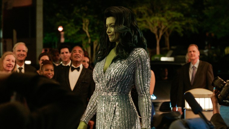 Tatiana Maslany as She-Hulk in the Disney+ show "She-Hulk: Attorney at Law."