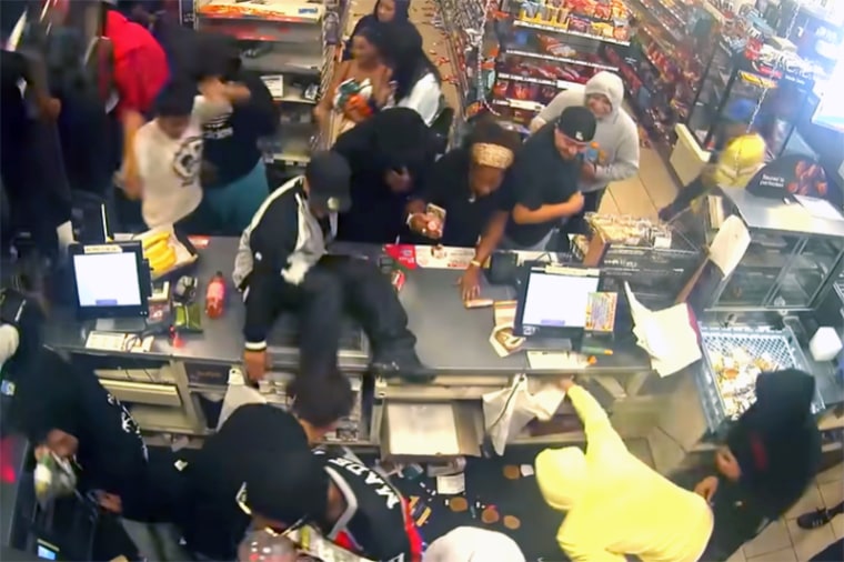 Flash mob at a 7-Eleven in Los Angeles, on Aug. 15, 2022.