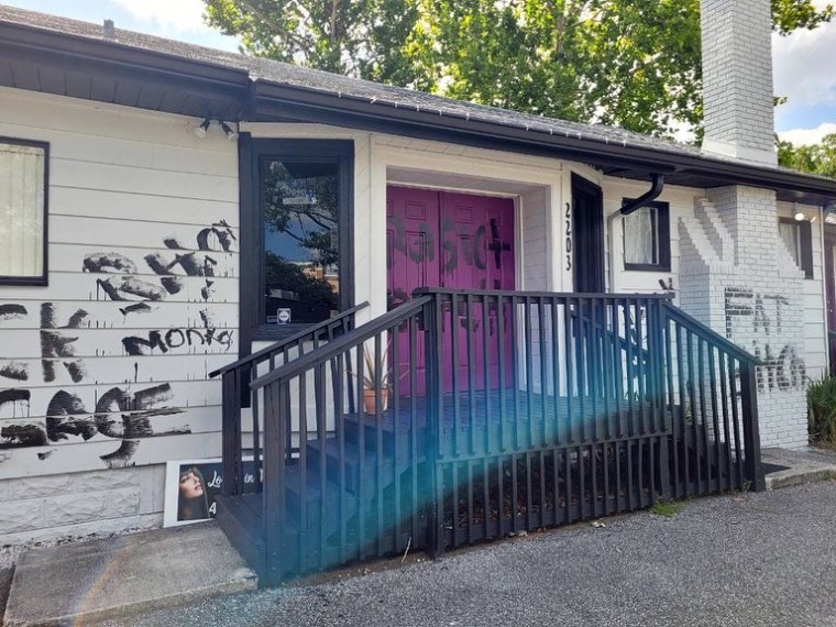 The Beauty Bar Orlando vandalized with graffiti.