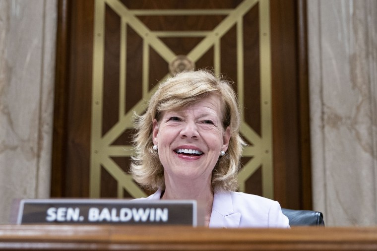 Image: Sen. Tammy Baldwin, a Democrat from Wisconsin at a hearing on Capitol Hill on June 10, 2021.