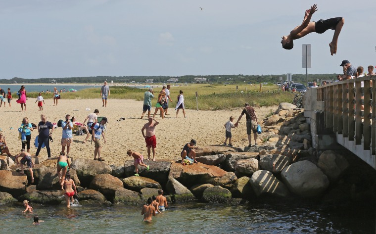 A boy jumps off "Jaws Bridge" on Martha’s Vineyard in 2012.