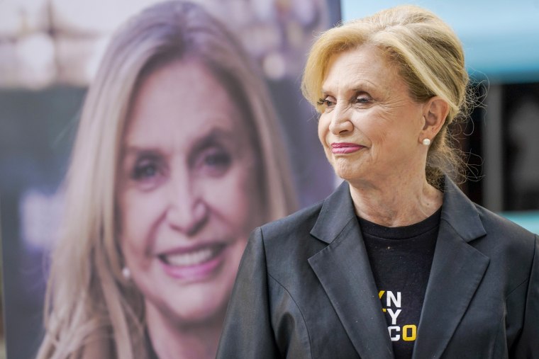 Rep. Carolyn Maloney, D-N.Y., campaigns on the Upper East Side of New York City on Aug. 16, 2022.
