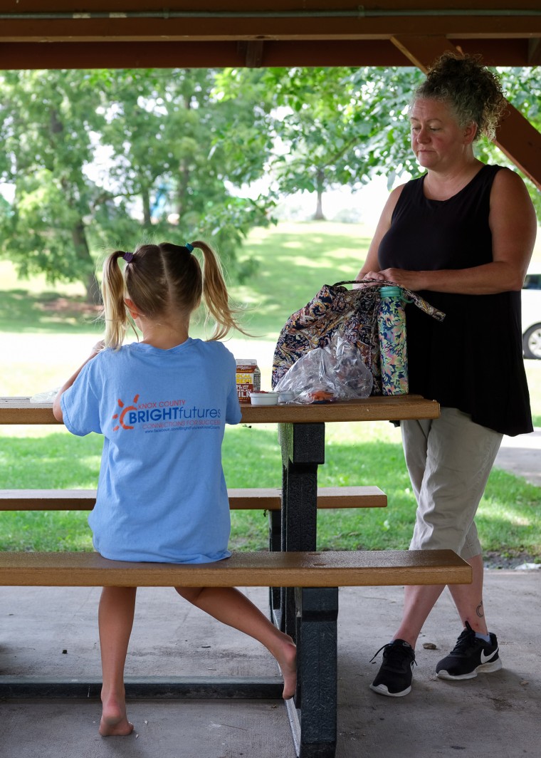 Image: Erin McAlvany at a meal site in Kirksville, Mo. on  Aug.16, 2022.