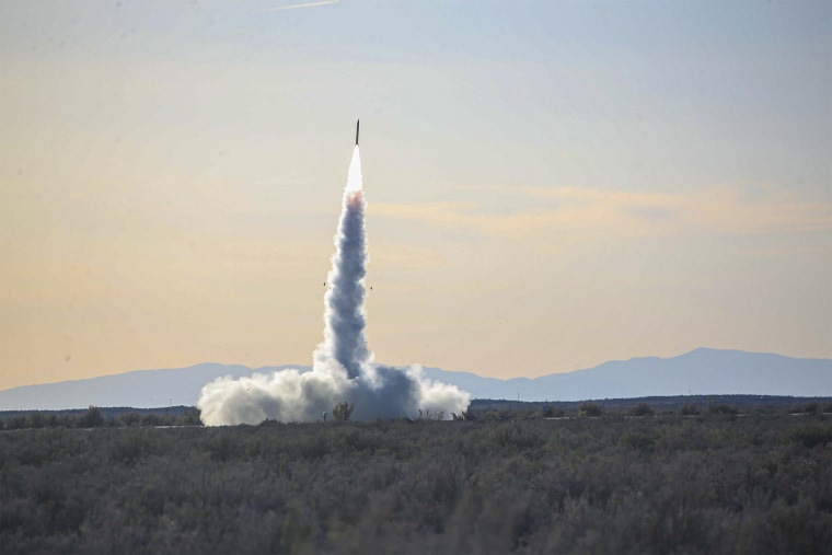 Marines launch a high mobility artillery rocket system, known as HIMARS, during a weapons and tactics instructor course at Dugway Proving Ground, Utah, on April 6.