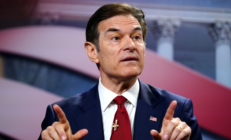 Mehmet Oz takes part in a forum for Republican candidates for U.S. Senate in Pennsylvania at the Pennsylvania Leadership Conference on April 2, 2022.