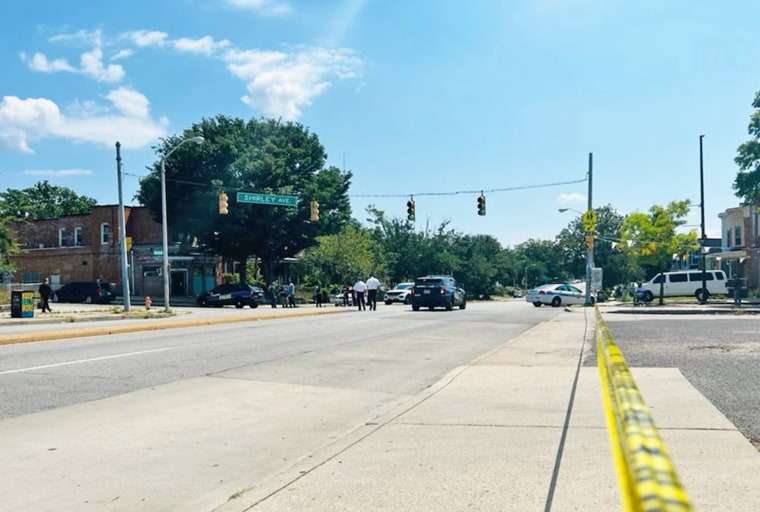 Police at the scene of a shooting