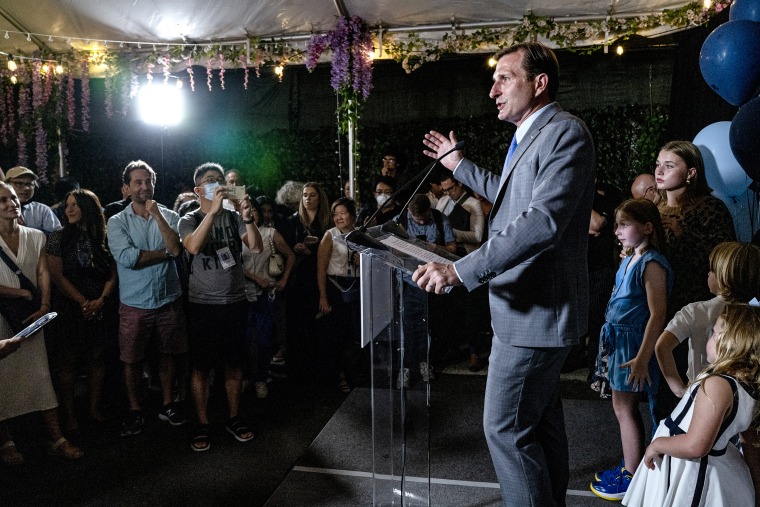 Dan Goldman speaks at a primary election night event on Aug. 23, 2022, in New York.