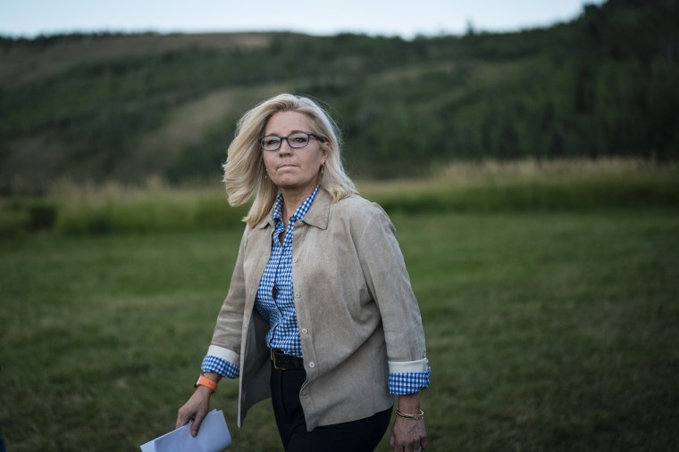 Image: Rep. Liz Cheney, R-Wyo., at an event in Jackson Hole, Wyo., on Aug 16, 2022.
