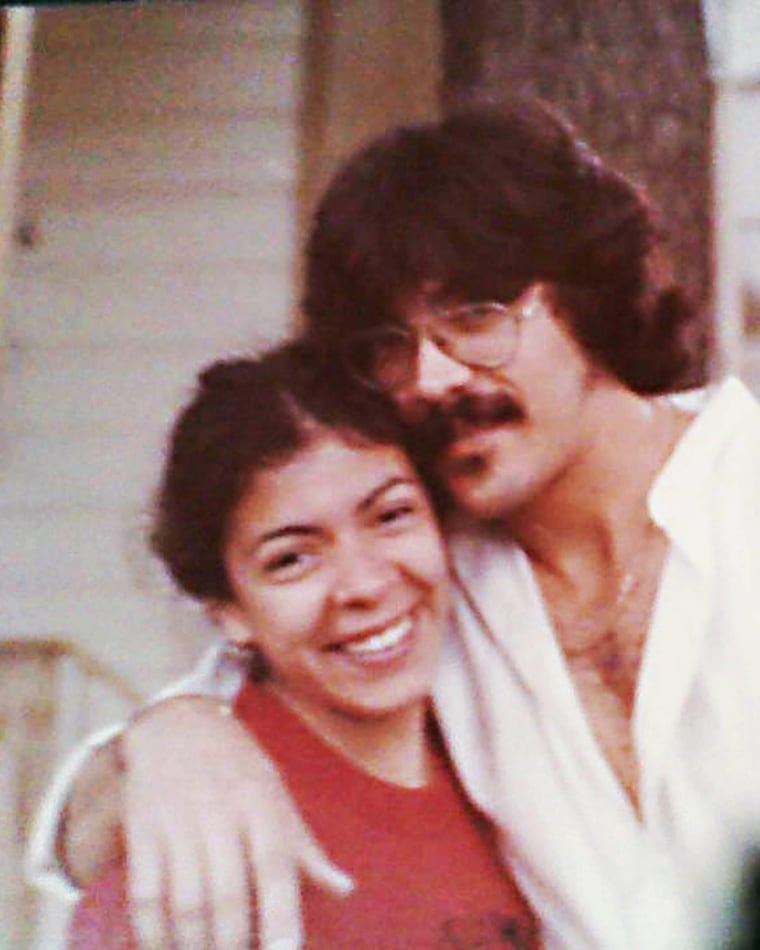 Roberto and wife, Adella, on a 1977 visit to her parents and family in Houston