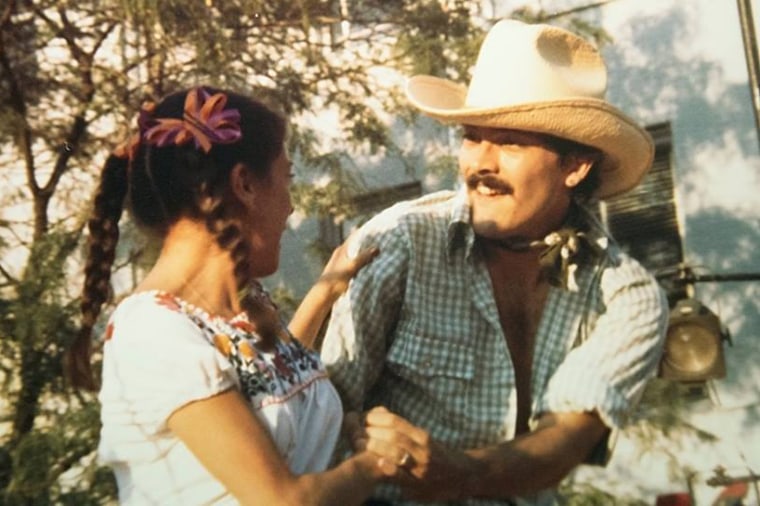Roberto performs a folklorico dance with his wife, Adella.