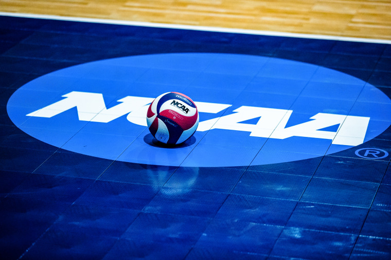 An NCAA volleyball before a match in Salem, Va., on April 24, 2021.