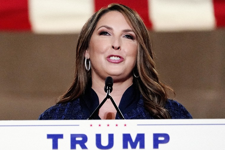 Republican National Committee chairwoman Ronna McDaniel speaks during the first night of the Republican National Convention from the Andrew W. Mellon Auditorium in Washington, D.C. on Aug. 24, 2020.