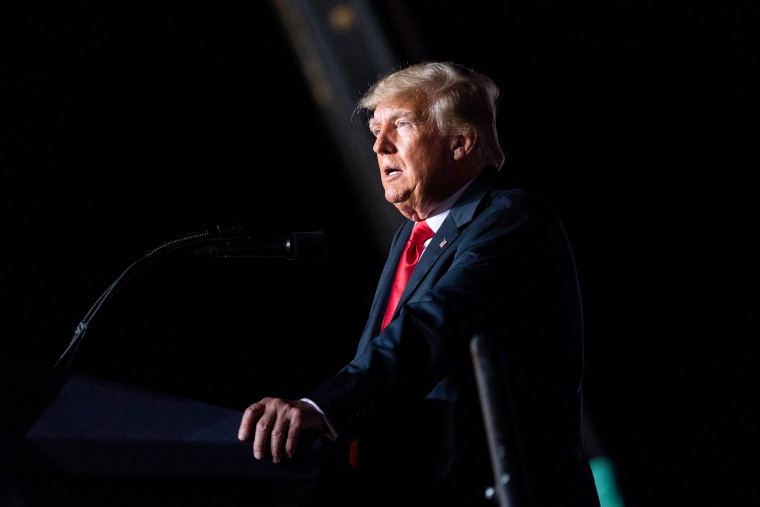 Former President Donald Trump speaks at a rally in Perry, Ga., on Sept. 25, 2021.