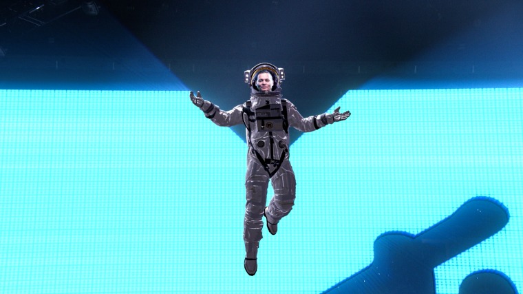 Johnny Depp appears in a space suit on video during the VMAs on Aug. 28, 2022, at Prudential Center in Newark, N.J.