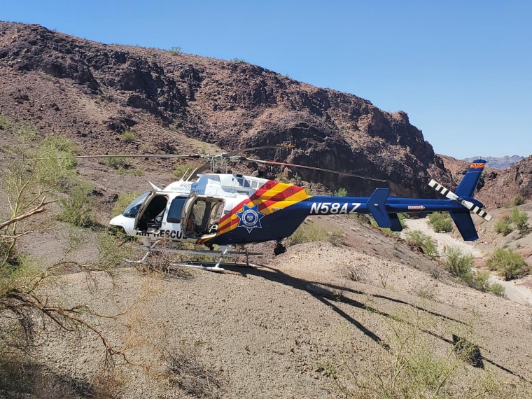 A rescue helicopter during the search for missing hikers in Sara Park in Arizona.