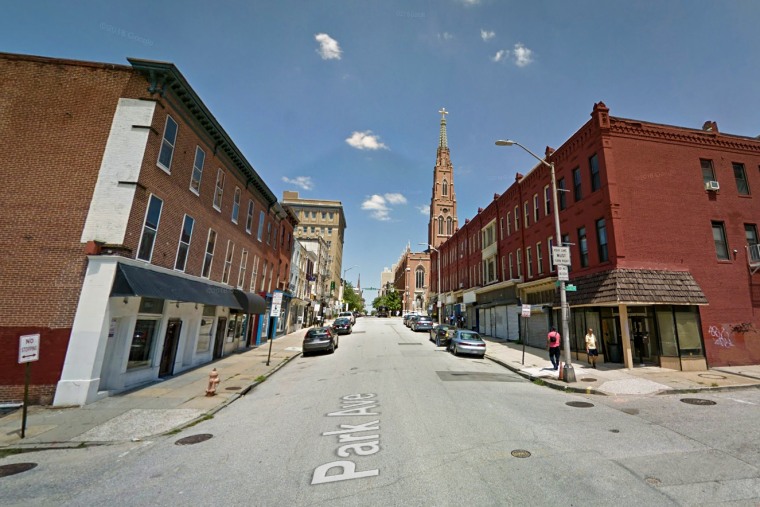 The 200 block of Park Avenue in Baltimore, Md.