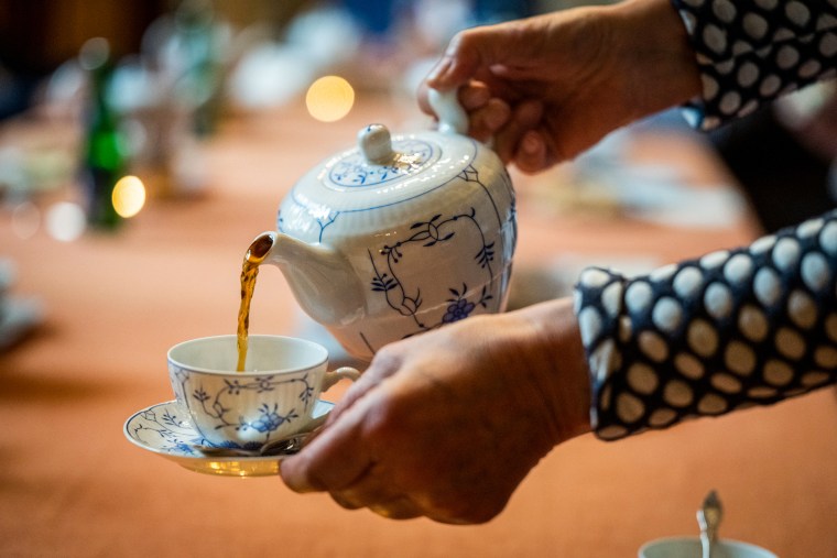 A person pour East Frisian tea in Lower Saxony, Aurich, Germany, on Aug. 25, 2021.