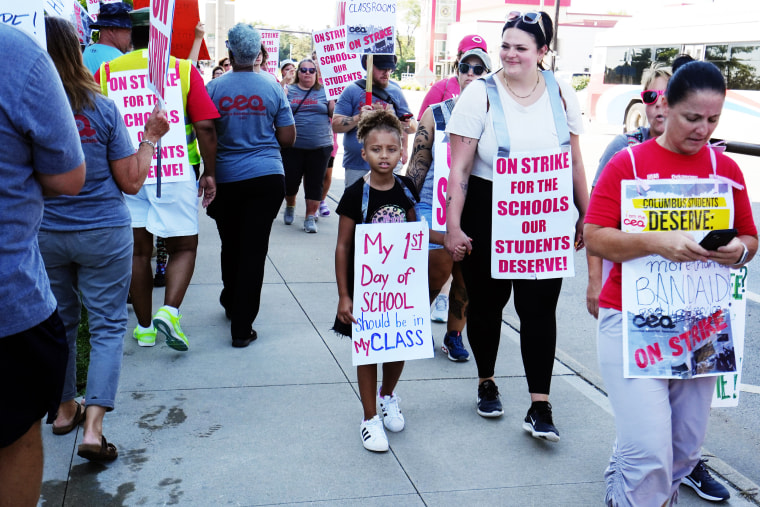 Image:  Early last week, teachers in Columbus, Ohio, home to the state’s largest school district, went on strike over smaller class sizes and building safety demands including air conditioning.