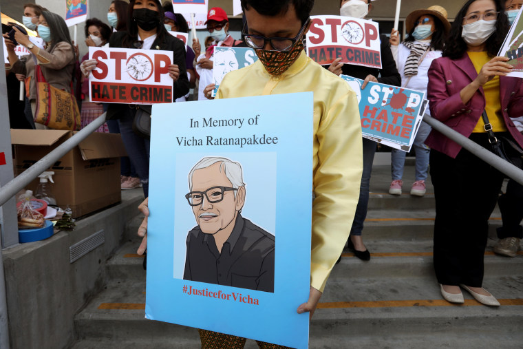 Thai Town community protest against anti-Asian violence - during the Coronavirus pandemic.