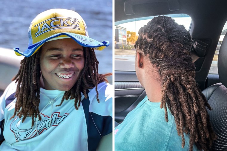 Braxton Schafer, 14, has worn his hair in locs past his shoulders since he ...