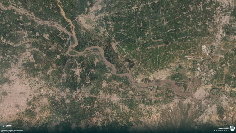 The Kabul river in the Khyber Pakhtunkhwa province near Charsadda, northern Pakistan on Aug. 2, 2022.