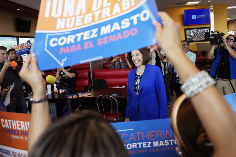 Image: Sen. Catherine Cortez Masto, D-Nev., at a campaign event in Las Vegas on Aug. 12, 2022.