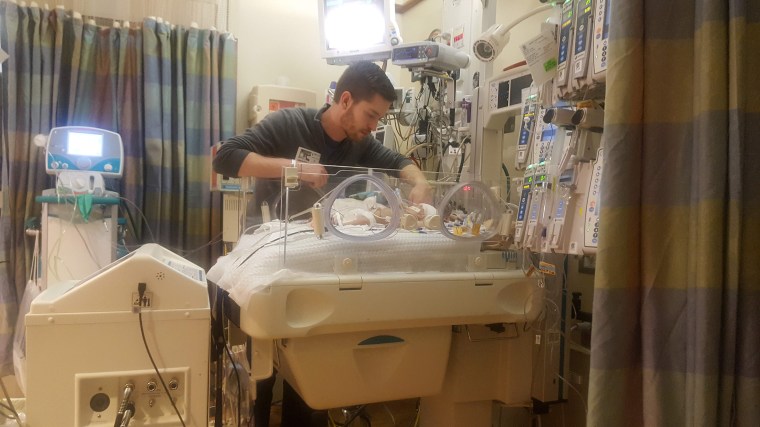 Doctors believe that Andy Jones' wife contracted CMV early in the pregnancy and it infected baby Ross as he developed in utero. By the time he was born, he had been fighting the virus for months.