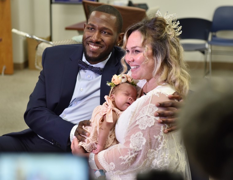 When Grier Stanley Barnwell gave birth at 28 weeks pregnant, she and Jason Barnwell had to cancel their wedding set for the following week. The decided to get married in the NICU that has been caring for baby Drue since her April 21 birth.