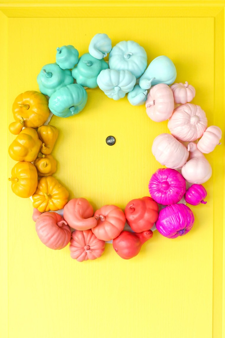 colorful pumpkin wreath for door