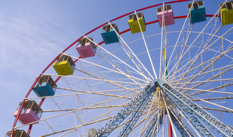 Picture of a colorful Ferris wheel in clear sky