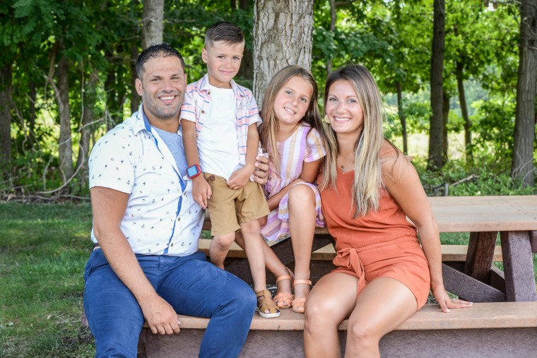 The DeFraia family includes, from left to right, dad Charles, kids Charlie and Madison, and mom Crystal.