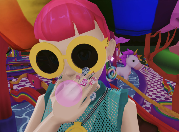 An avatar in the metaverse wears CK Bubbles' nail art designs.