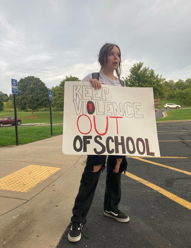 Kalia Miller, 17, protesting her school district's new corporal punishment policy.