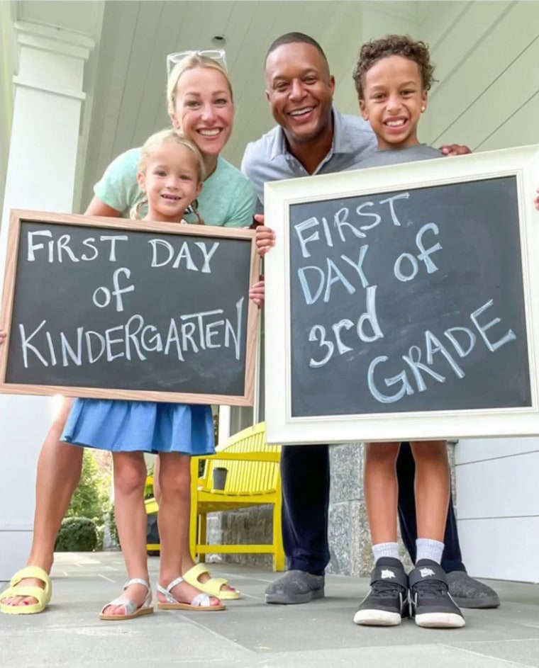 TODAY co-host Craig Melvin and wife Lindsay sent little Sibby and son, Del, off to school on Tuesday.