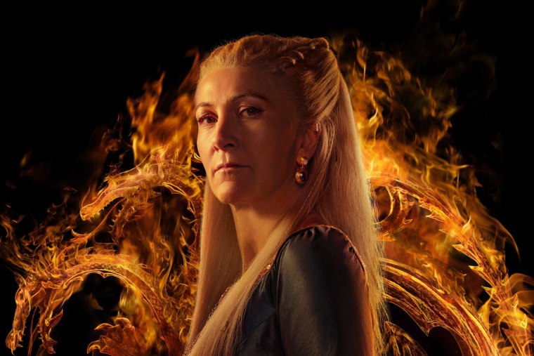 Eve Best as Princess Rhaenys Targaryen.
