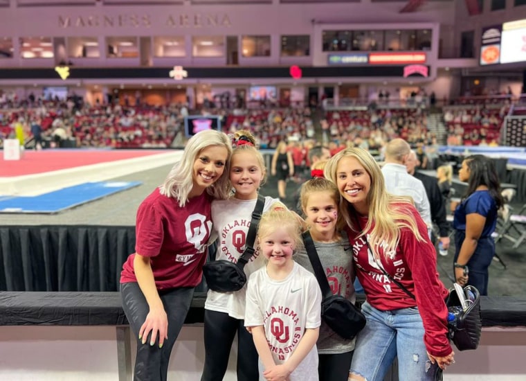 Blended family goals: Connor and Presley, 8, posed with Katie and her daughters, Ella, 12 and Parker, 10.