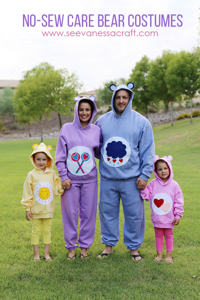 family halloween costume ideas no-sew care bear