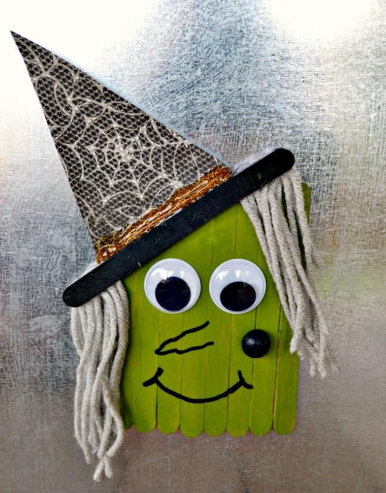 popsicle stick witch magnet halloween crafts for kids