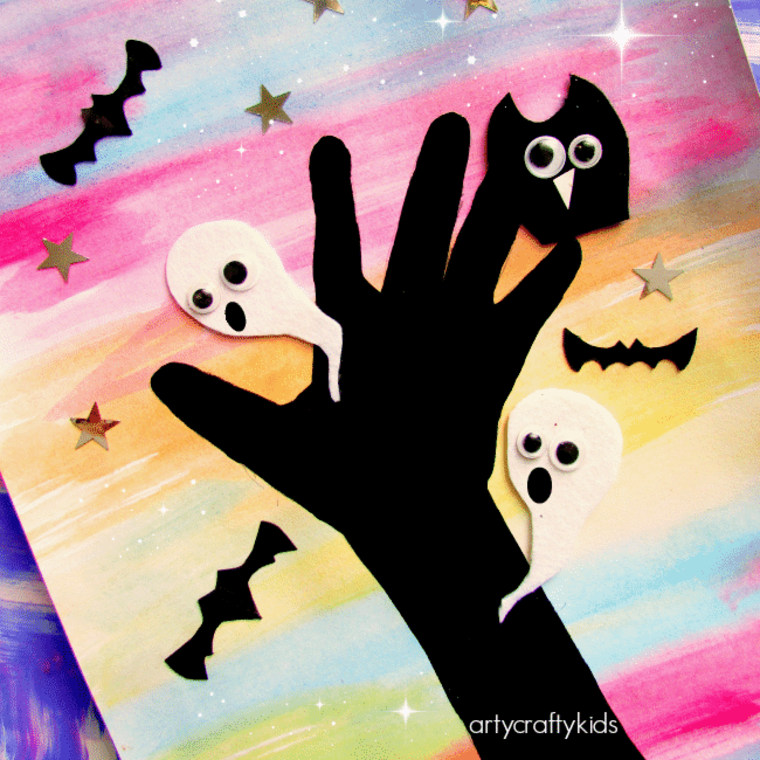 twilight handprint tree halloween crafts for kids